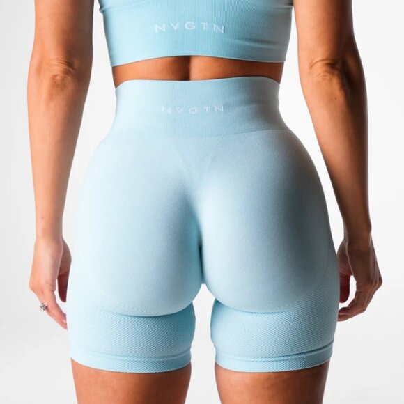 NVGTN Pastel Blue Lift Seamless Shorts - Picture 3 of 3